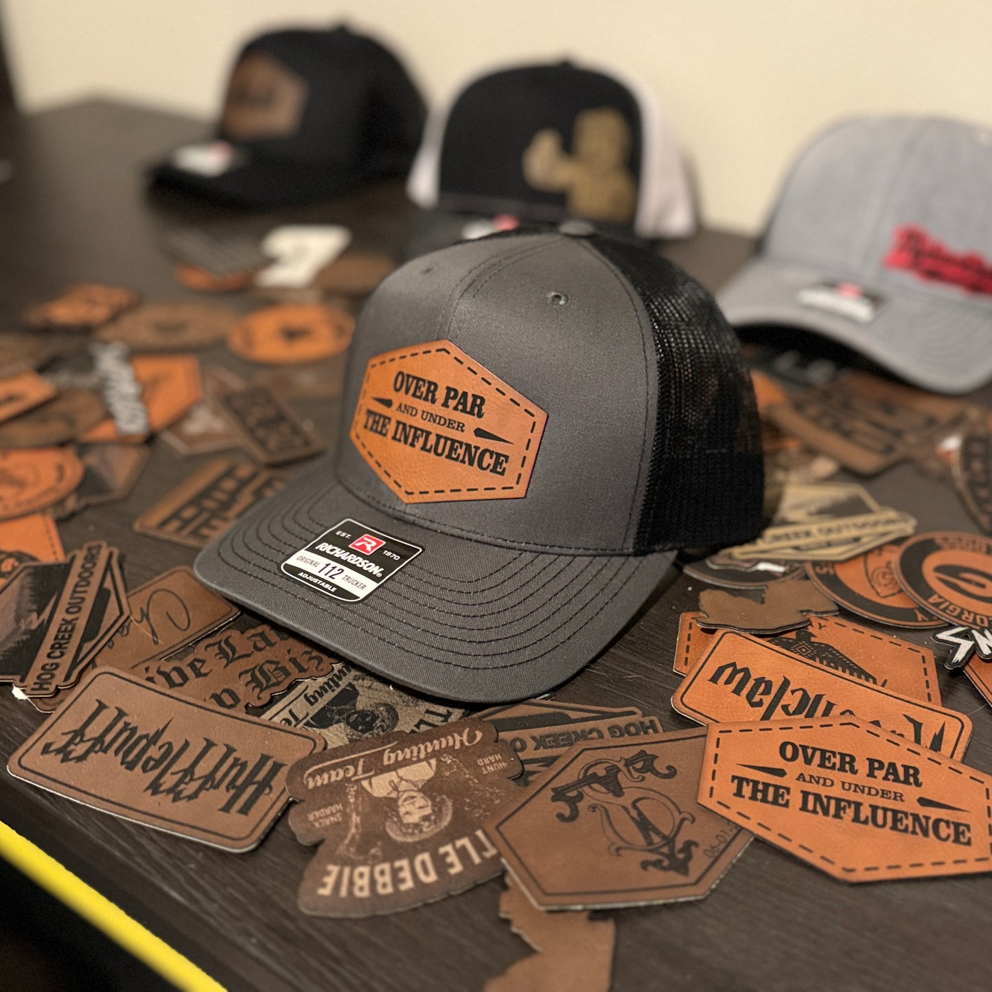 Over Par and Under The Influence Leather Patch Hat