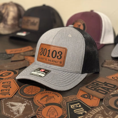 Adairsville Zip Code Leather Patch Hat