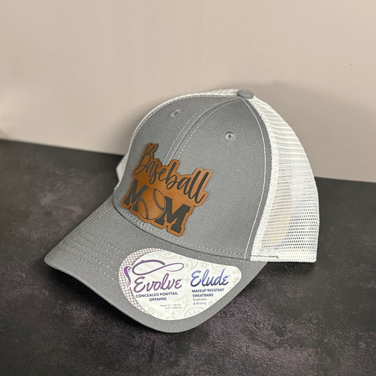 Baseball Mom Leather Patch Hat