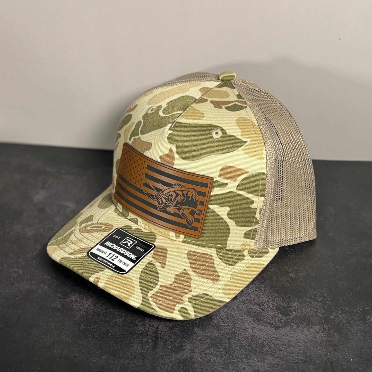 U.S. Fish Flag Leather Patch Hat
