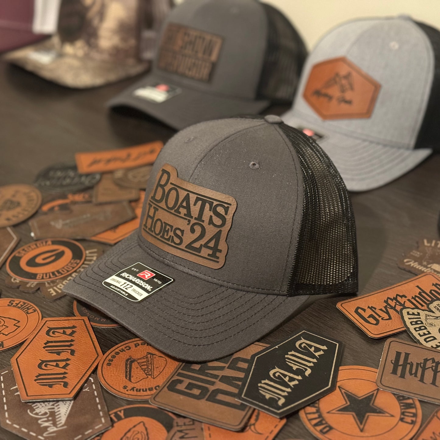 Boats and Hoes 24 Leather Patch Hat