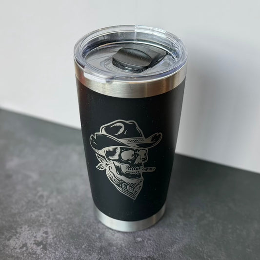 Cowboy Skull Laser Engraved Tumbler