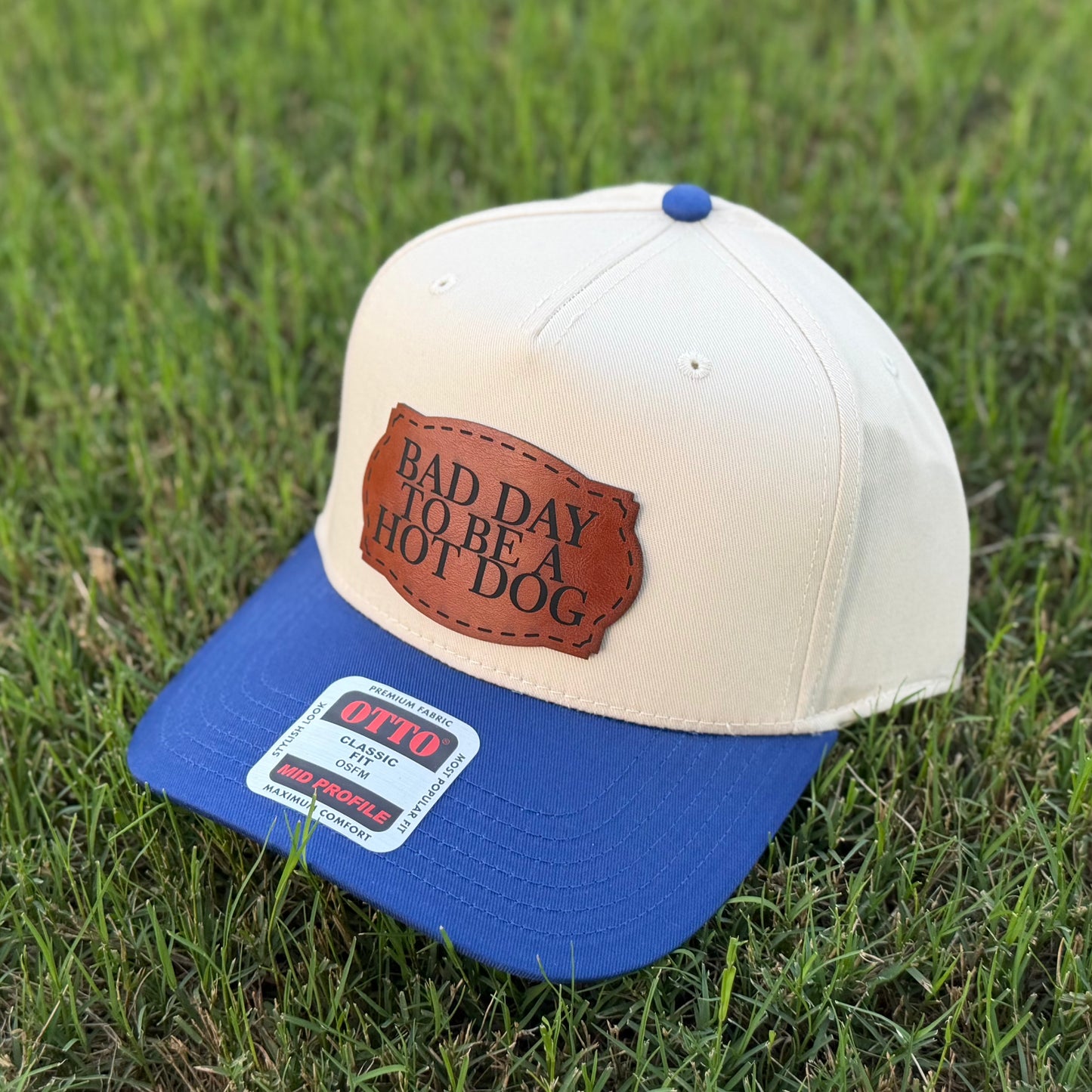 Bad Day To Be A Hot Dog Leather Patch Hat