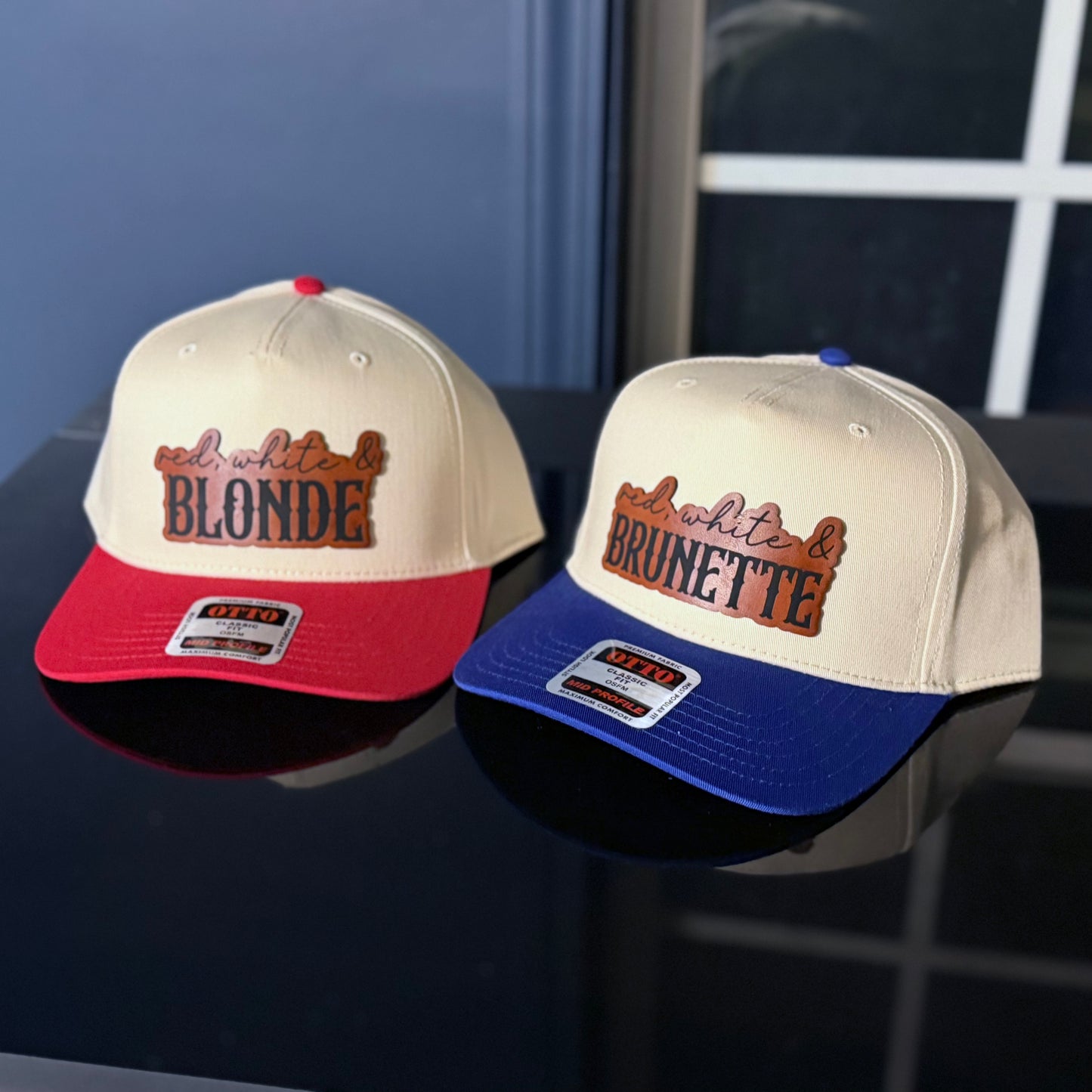 Red White and Brunette Patch Hat