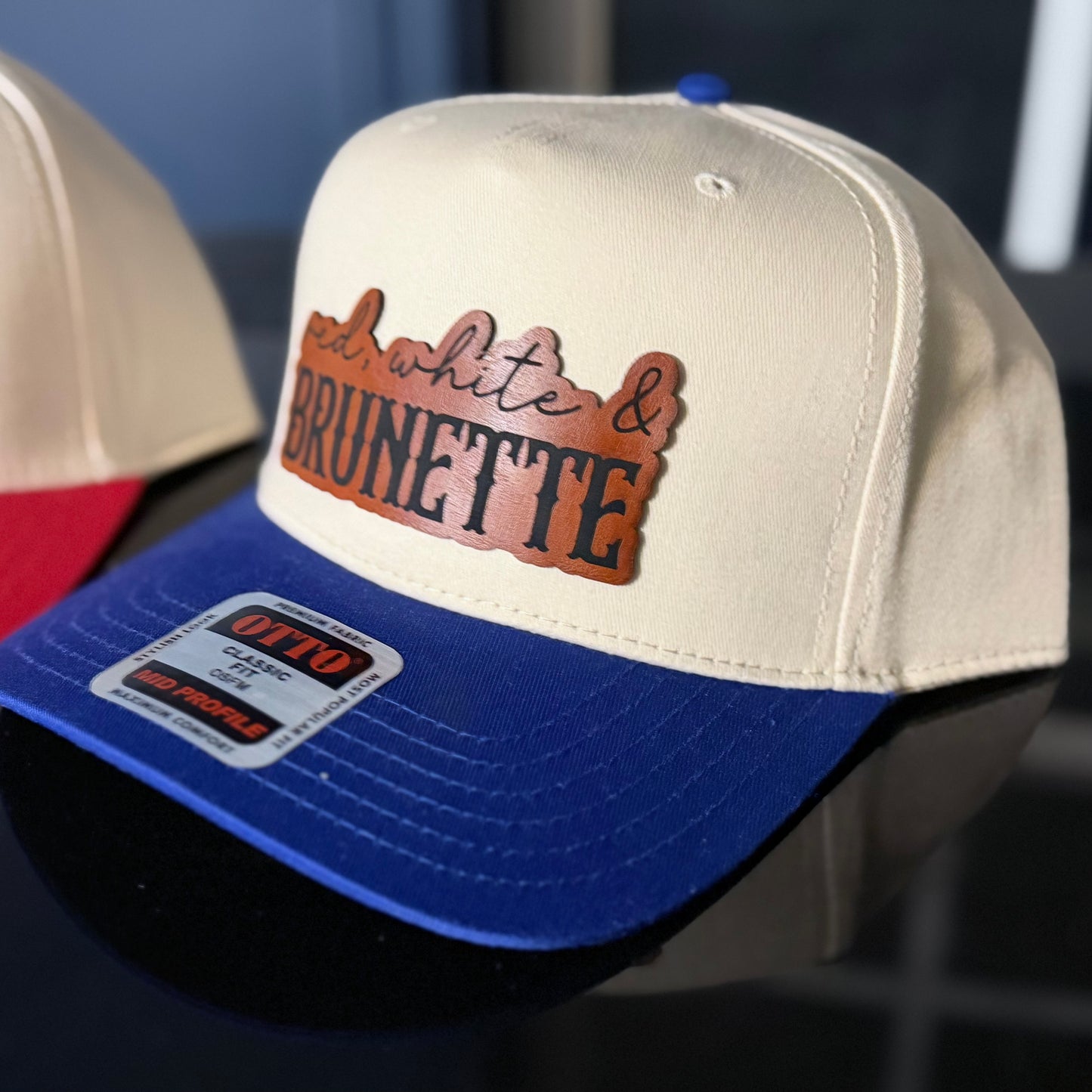 Red White and Brunette Patch Hat