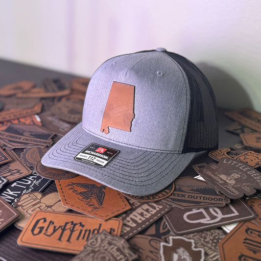 Alabama State Outline Leather Patch Hat