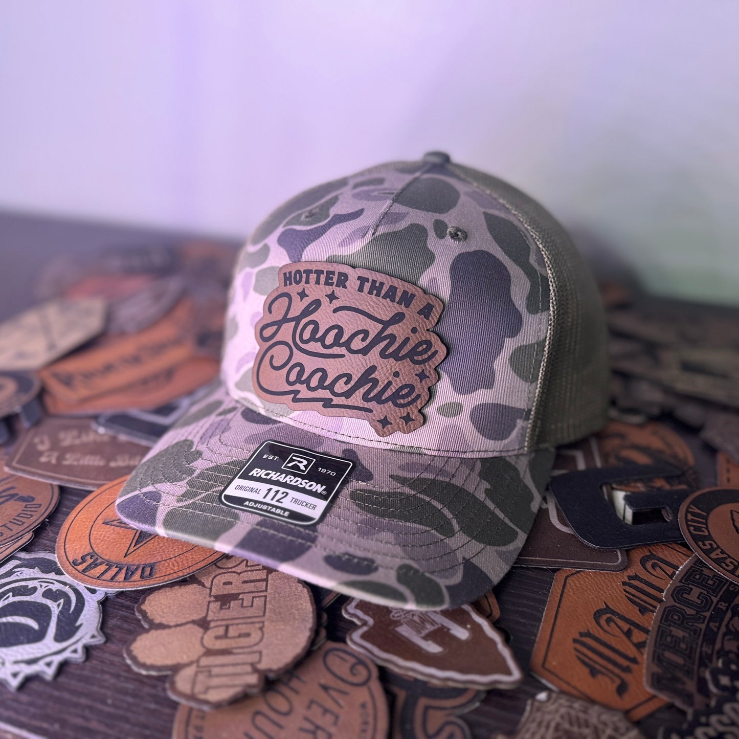 Hotter Than A Hoochie Coochie Leather Patch Hat