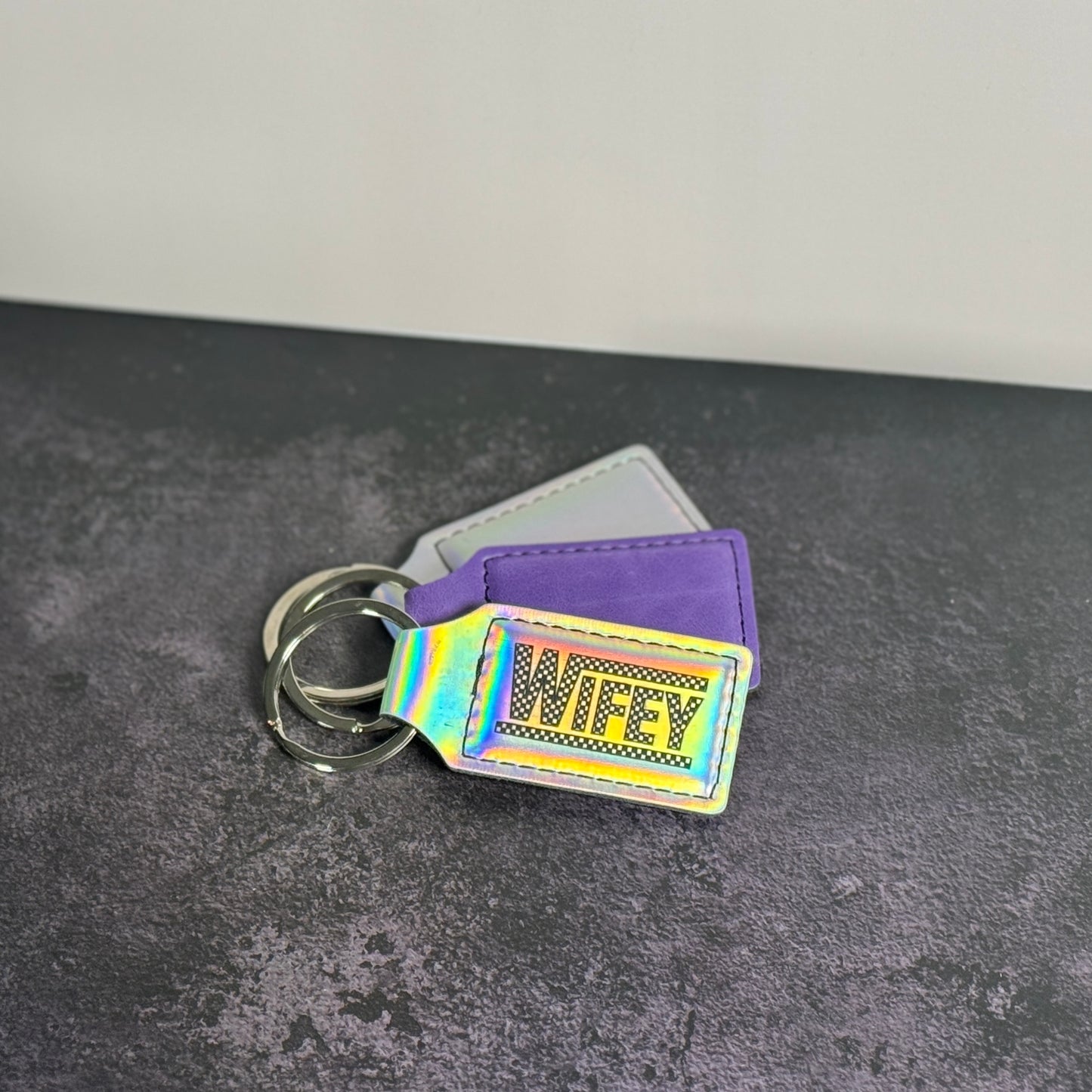 Wifey Checkered Pattern Keychain