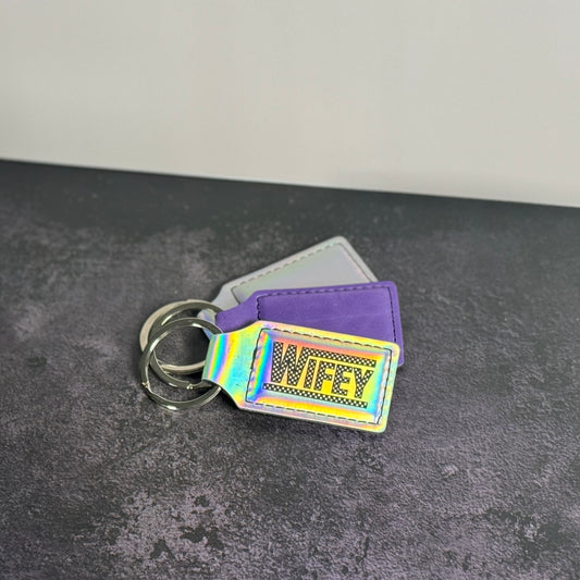 Wifey Checkered Pattern Keychain