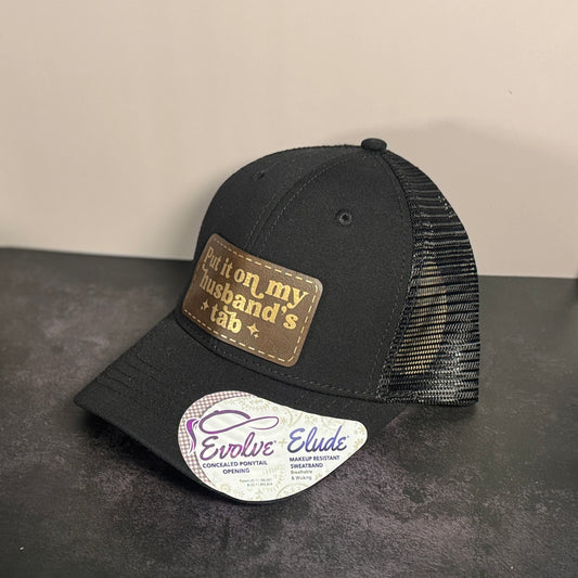 Put It On My Husband's Tab Leather Patch Hat