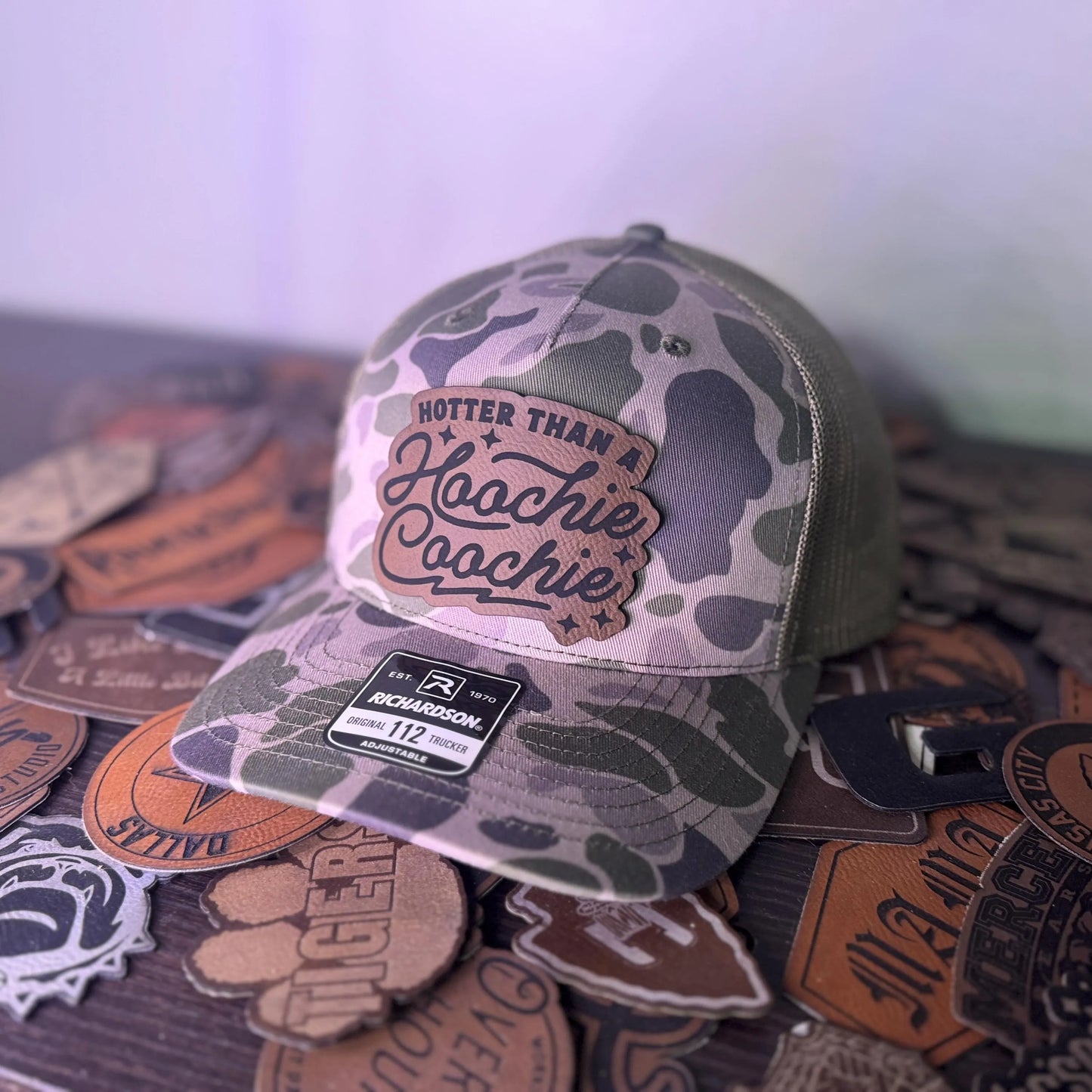 Hotter Than A Hoochie Coochie Leather Patch Hat