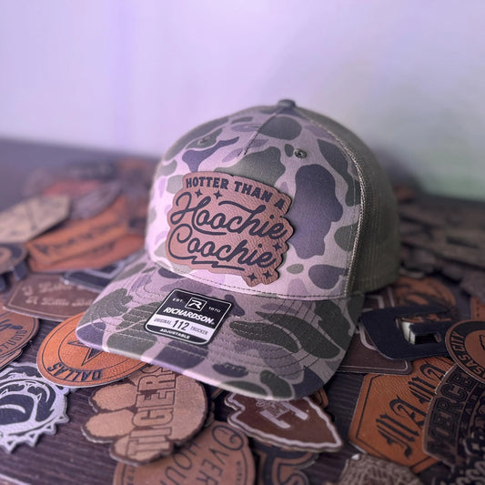 Hotter Than A Hoochie Coochie Leather Patch Hat