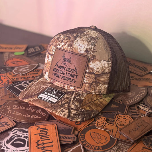 I Hunt Deer Leather Patch Hat